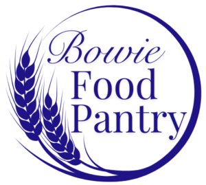 cropped-cropped-Food-Pantry-Logo-NEW-2.png The image shows a circular logo with the words Bowie Food Pantry in elegant blue lettering, next to three stylized blue wheat stalks.